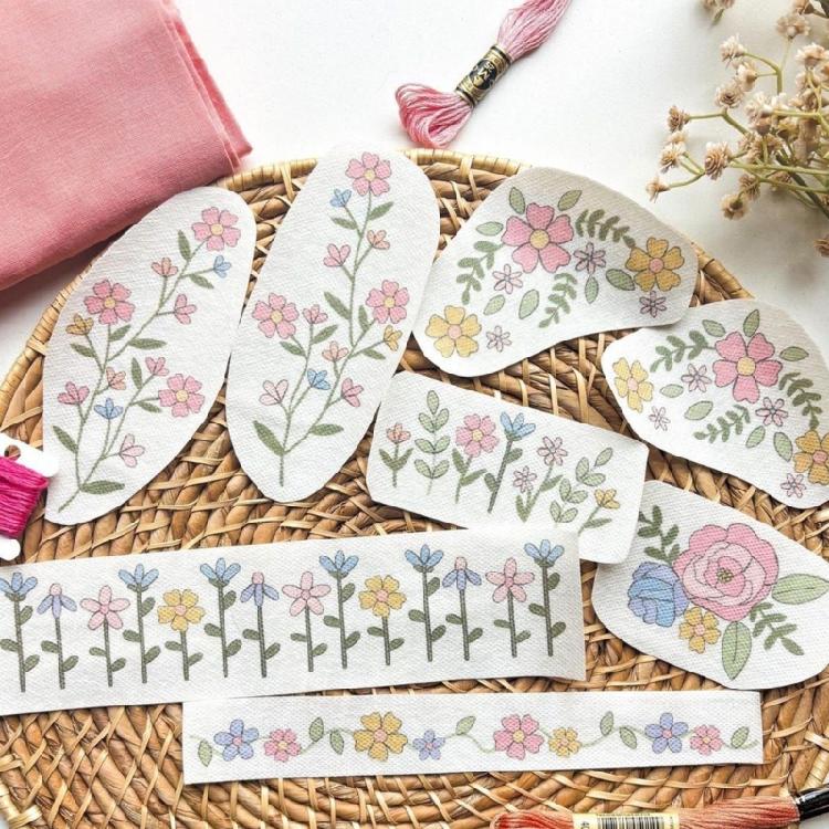 Quick Craft Stencil For Textile Art Reusable Florals Designs On Tear Resistant Embroidery Paper