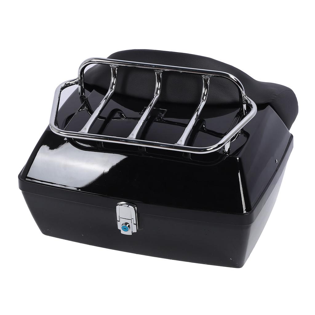 Motorcycle Rear Case 48L Universal Water Resistant with Lock Backrest Cushion Trunk Tail Luggage