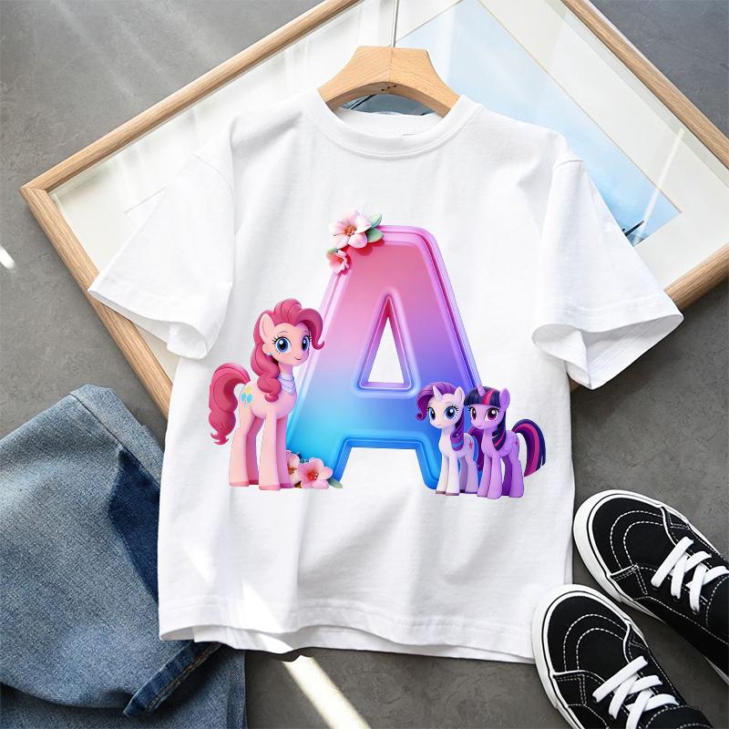 Children s T-shirt Cute Cartoon Letter Print Children s Short Sleeve Top Summer Girls  Clothing 100