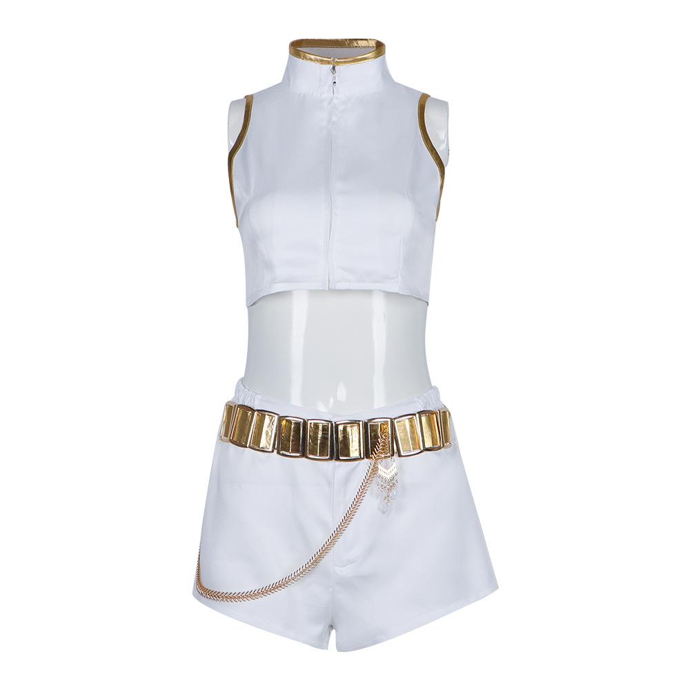 Dämonenjäger Cosplay Anzug K-Pop Koreanische Girl Group Rumi Weiß Spielendes Song Kostüm Bühnenperformance Cosplay Anzug