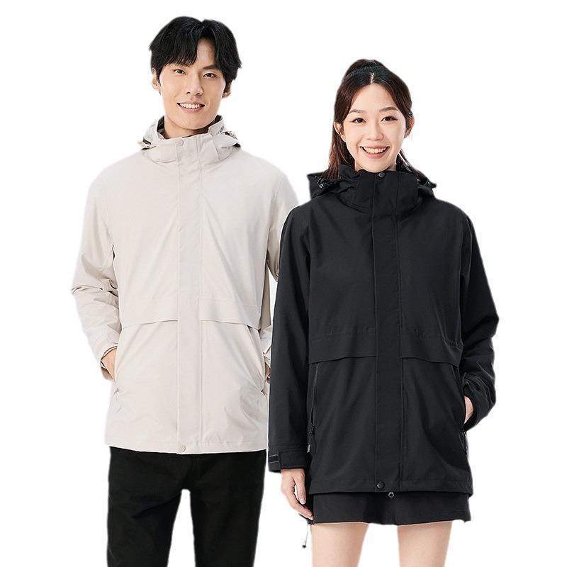 Medium and long jackets men's and women's three-in-one commuting rainstorm-proof outdoor travel windproof business work clothes