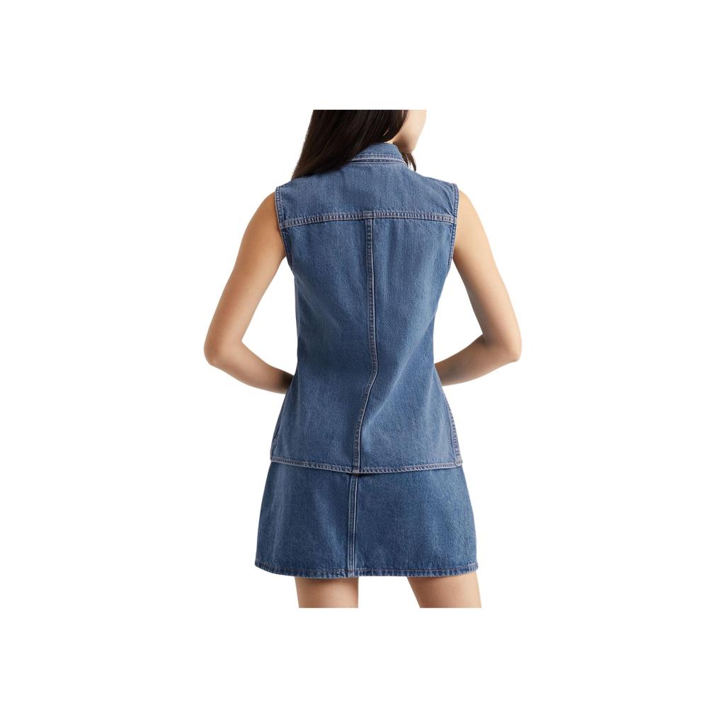 Calvin Klein Jeans Solid Color Lapel Single-Breasted Sleeveless Vest Women Vests Blue J223699-1A4