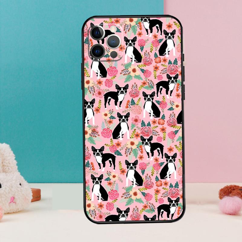 Boston Terrier Dog Phone Case For iPhone 13 11 12 14 15 16 Pro Max Mini XR XS X Plus Back Cover Fundas