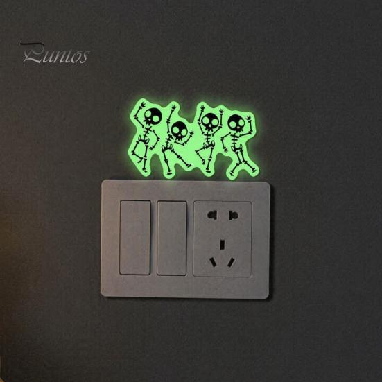 Luminous Skeleton Decals for Light Switches Halloween Switch PVC Sticker, Glow in The Dark Horror Theme Room Accessories Decal, Wall Sticker