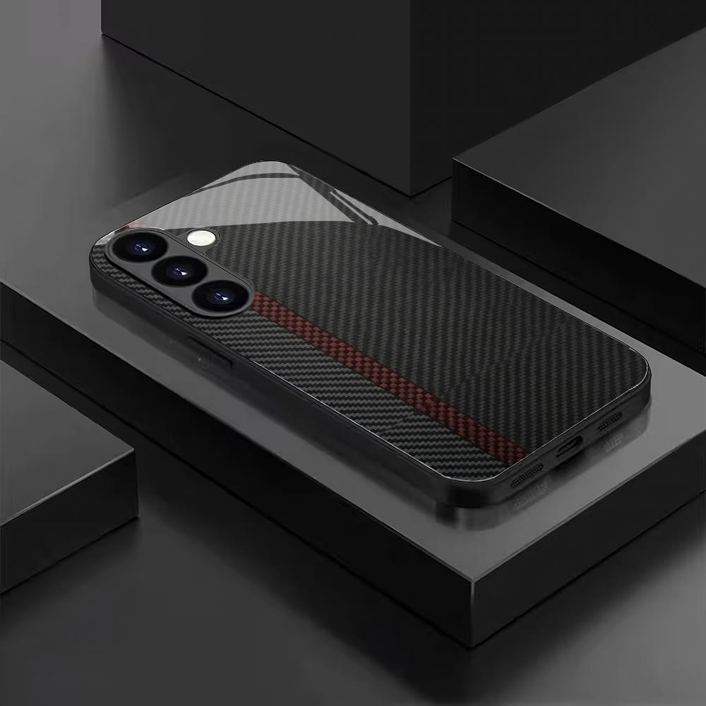 Custodia per telefono in vetro temperato con motivo texturizzato adatta per Samsung Galaxy S26 S25 S24 S23 S22 S20 FE/Ultra/Plus cover posteriore anti-caduta