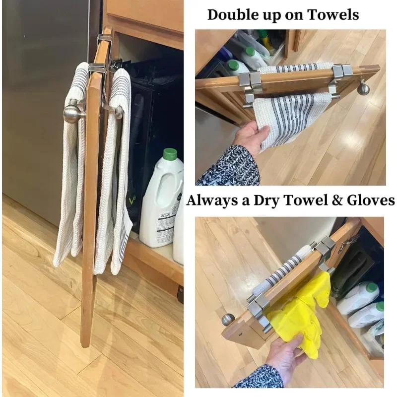 Towel Rack Over Door Towel Bar Hanging Holder Kitchen Towel Rack Stainless Steel Bathroom Kitchen Cabinet non-drilling rack