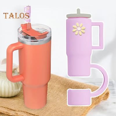 5Pcs Straw Dust Cover Flexible Multi-purpose Bright Color Practical Cartoon Cup Shape Straw Dust Plug Outdoor Supply