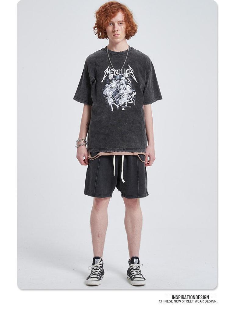 ARTIE Men's Harajuku Style Dark Rock Short Sleeve Cotton T-Shirt