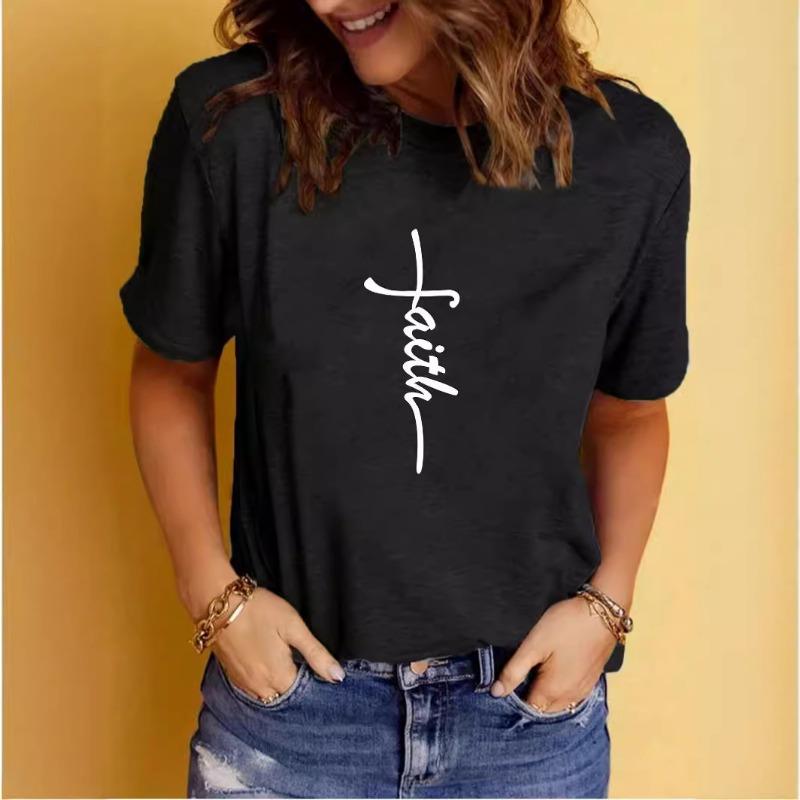 Summer Women's Patterned Printed Round-neck Short-sleeved T-shirt Is Casual and Fashionable