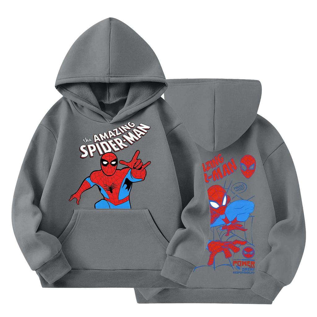 Kids Loose Fit Long Sleeve -Lined Pullover Hoodie with Graphic Print