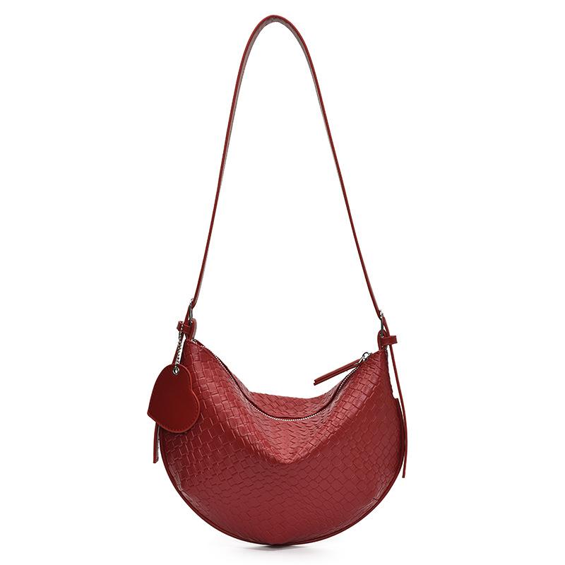 

New product wholesale niche design woven pattern simple PU tote bag women s versatile commuter soft leather shoulder messenger bag