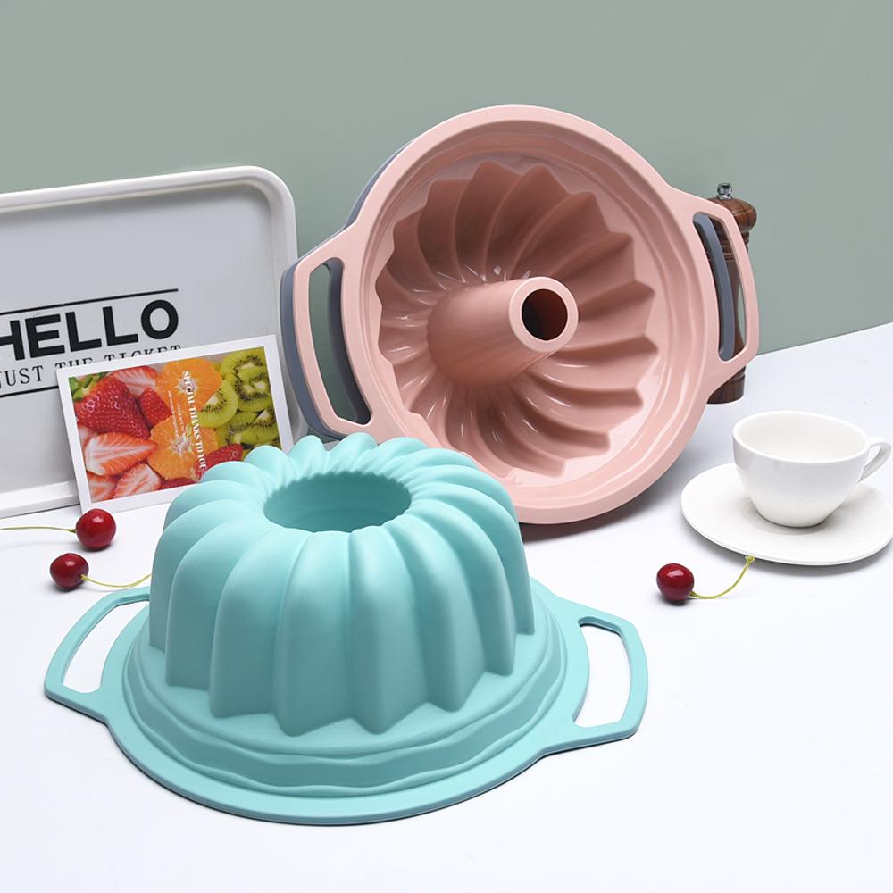 Round Savarin Silicone Cake Mold Binaear Hand Pull High Temperature Resistant Steel Ring Cake Silicone Mold