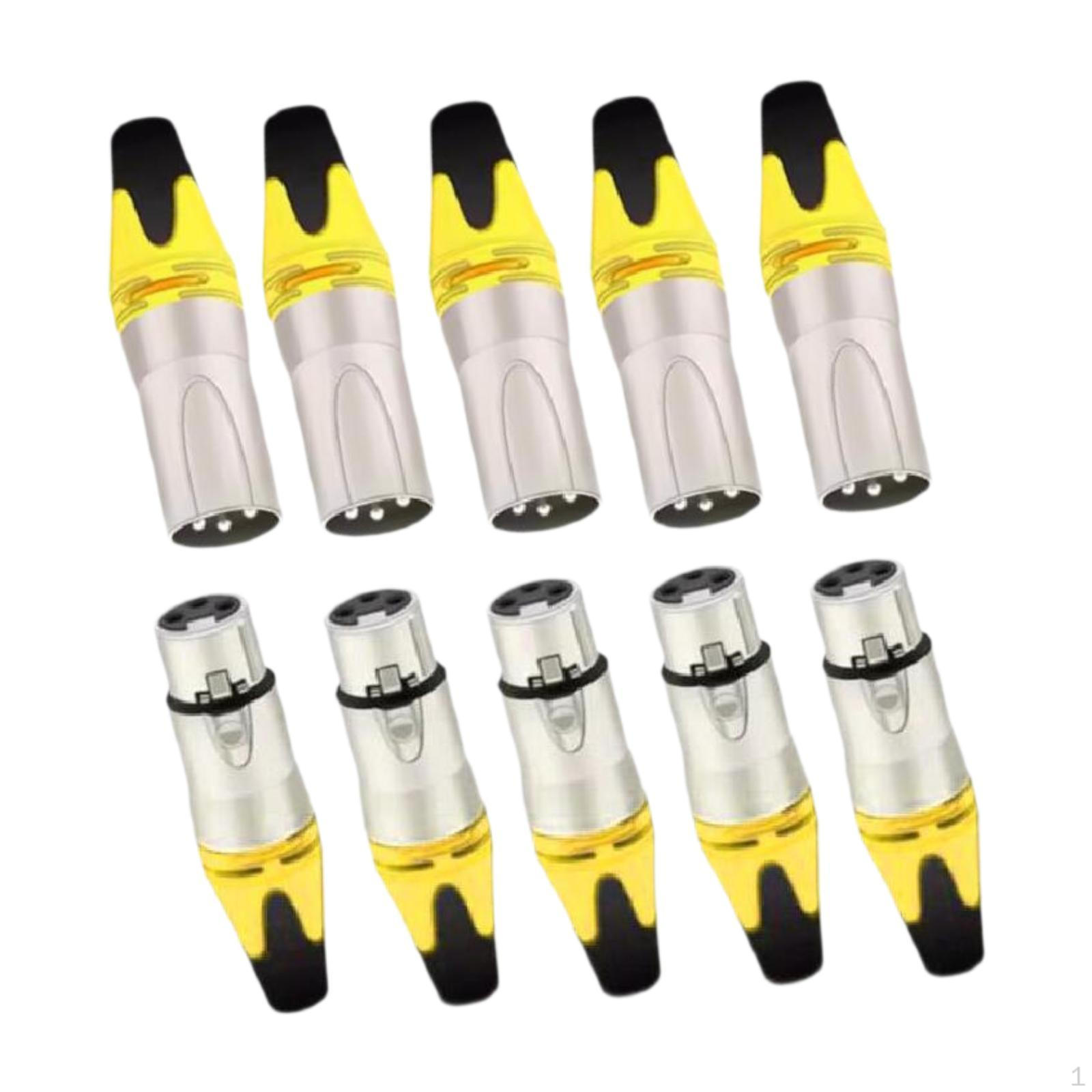 

10 шт. XLR кабельный разъем аудио гнездо мужской и женский эффективный сплав компактный микрофонный штекер жёлтый