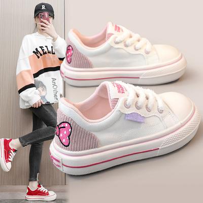 New Breathable Women's Shoes Canvas Shoes Round Toe Wear-resistant, and Versatile Korean Casual Shoes with Increased Height