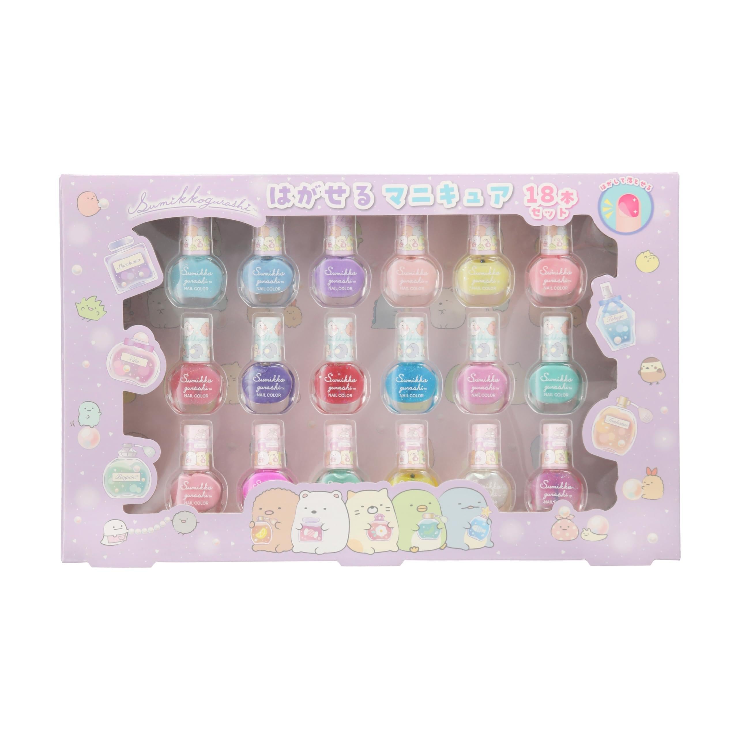 

Race Sumikkogurashi Peel-Off Nail Polish Set of 18 (P) for Ages 6 and Up, Cosmetics, Accessories, 250704