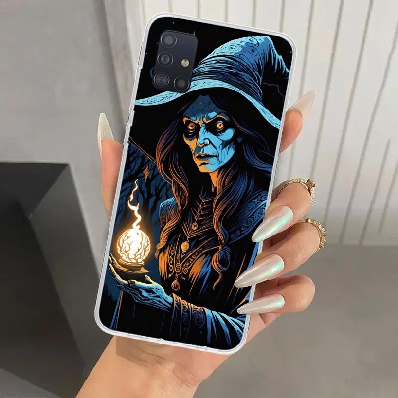 Halloween Moon Witch Horror Phone Case for Samsung Galaxy A52 A32 A22 A12 A02S A50S A30S A10S Note 20 Ultra 10 Plus S10 A31 A20