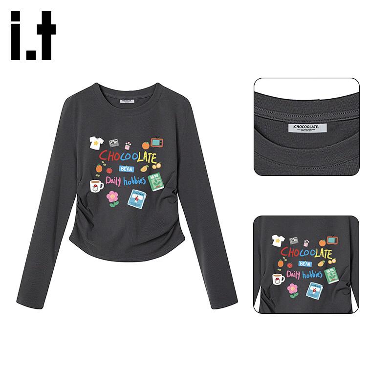 

Women s :CHOCOOLATEit Stylish Waist-Cinching Long-Sleeve T-Shirt S
