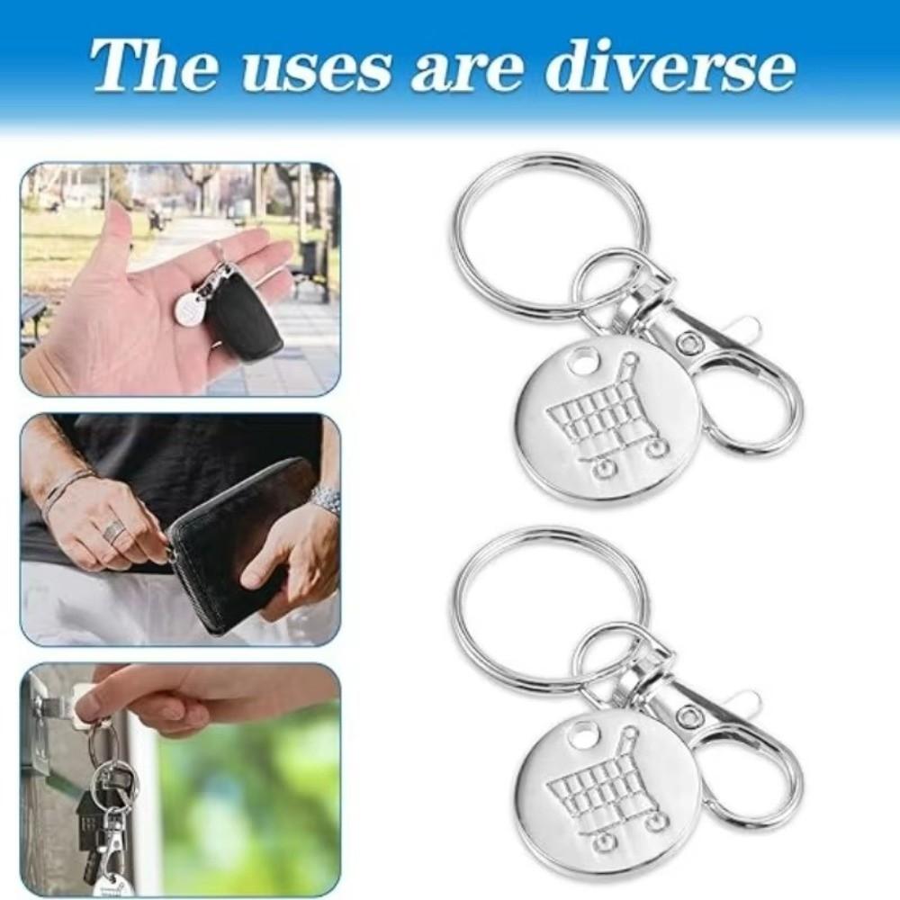 Metal Cart Key Key Chain Removable Key Ring Multi-Purpose Trolley Keychain  Supermarket Use