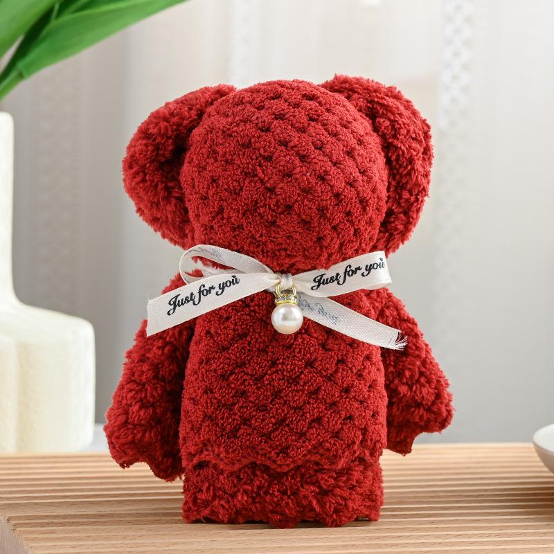 Coral Fleece Pineapple Grid Little Bear Towel - 30*30, Party Favor Gift
