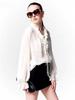 Mulberry Silk French Retro V-Neck Lace Lantern Sleeve Shirt