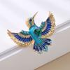 European and American Fashion Personalized Blue Hummingbird Brooch High-End Luxury Elegant Animal Pin Suit Jacket Accessory Corsage
