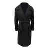 Sobretudo Trench Coat Longo Feminino Abotoadura Dupla Lapela Clássica Casaco Peacoat com Cinto Outono Inverno Casaco Casual