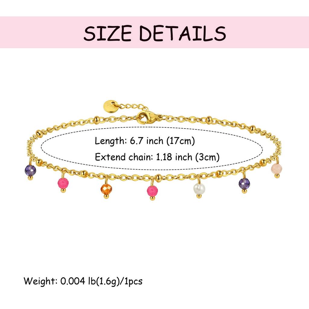 Women 18k Gold Plated Colorful Natural Stone Tassel Clavicle Necklace