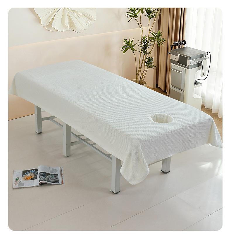 

New Beauty Salon Sheets Thickened Double-sided Velvet Massage Sheets Water Absorption Anti-wrinkle with Holes Soft Skin-friendly 90x200cm with hole грязно-белый
