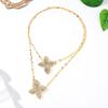 Hot-selling Petal Pendant Necklace Stacked Double Rhinestone Necklace Banquet Accessories Women's Necklace