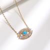 Huitan Hip-Hop Blauer Böser Blick Anhänger Halskette Goldfarbene Kette für Damen Coole Mädchen Hals Accessoires Rock Party Halskette