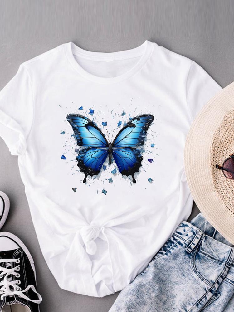 (Asian Size) sweet flower trend cute Women's Clothing Print Short Sleeve T-shirts Fashion Female Casual Top T O-neck Graphic Tee