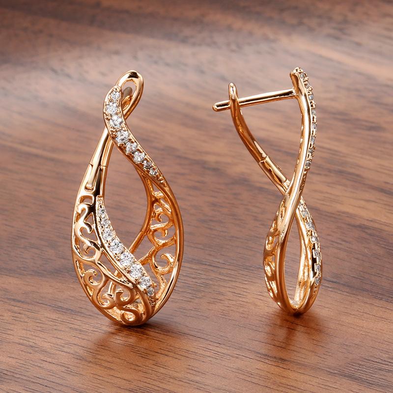 Cercei boemi, retro, auriu, cu picătură, pentru femei, fete, cristal, zircon, accesorii de bijuterii de modă