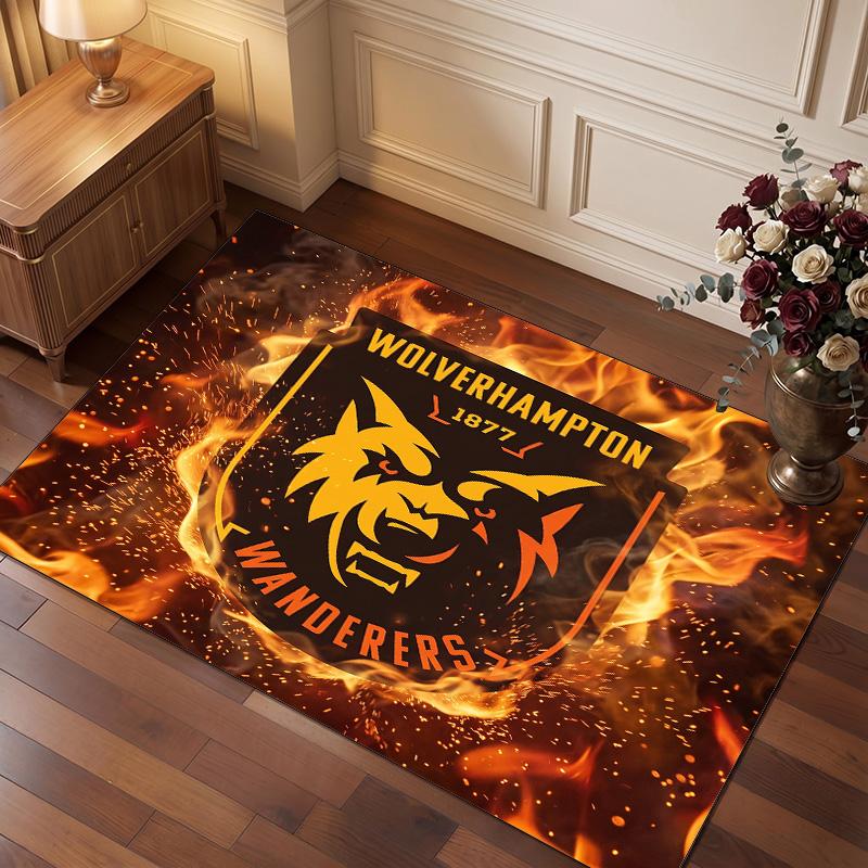 Wolverhampton Wanderers Football Print Crystal Velvet Rug, Comfortable Water Absorbent Non Slip Indoor Floor Carpet