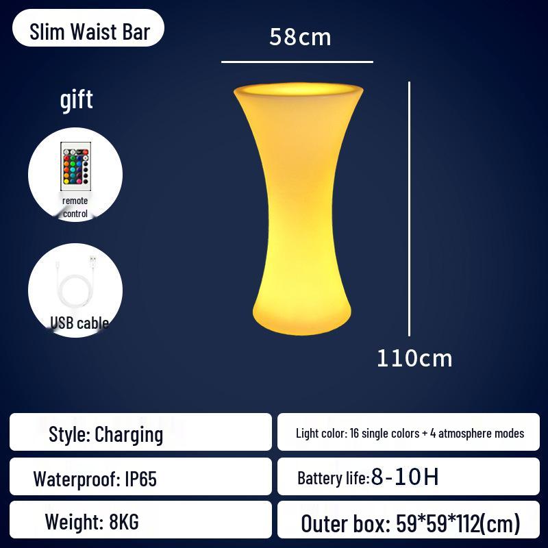 LED Luminous Clear Cocktail Table, High Bar Design for Couples and Outdoor Use