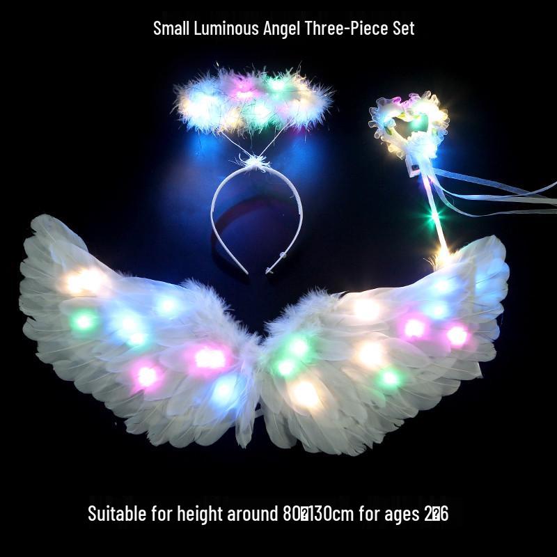 Children's Glowing Angel Feather Wings Costume Prop for Girls & Adults - Fairy, Elf, Cosplay & Photoshoots