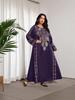 Middle Eastern Ethnic Style Navy Blue Plus Size Long Dress with Long Sleeves