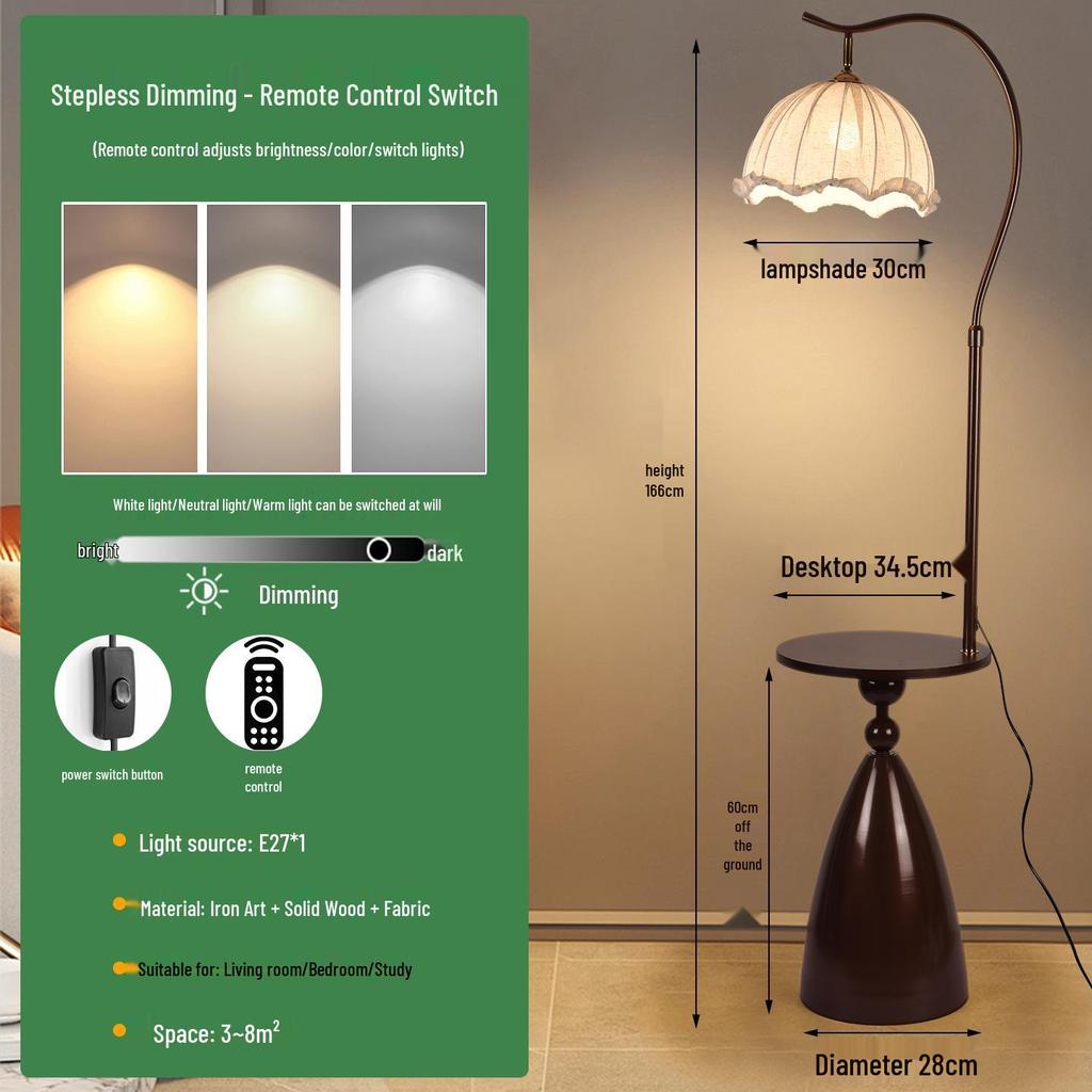 Modern Dual Purpose Floor Lamp and Coffee Table for Living Room or Bedroom