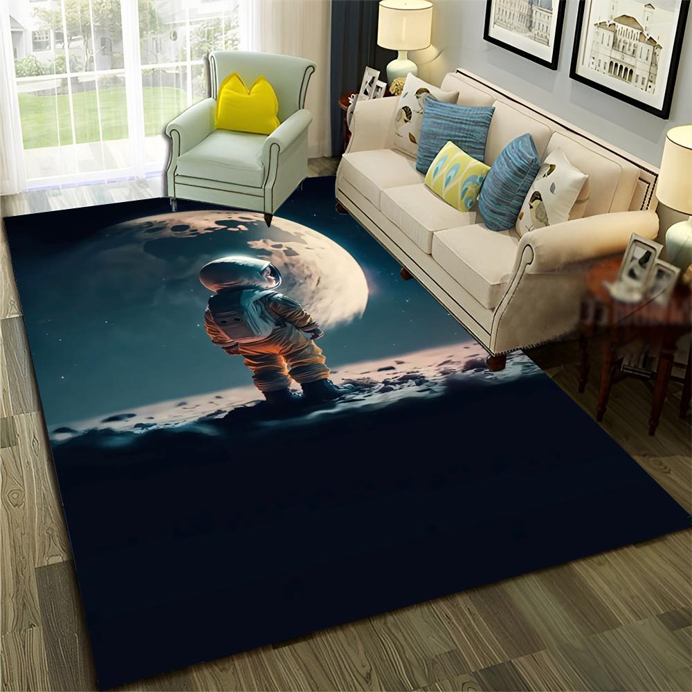 Astronaut Outer Space Planet Cartoon Carpet Rug for Home Living Room Bedroom Sofa Doormat Decor,Kid Area Rug Non-slip Floor Mat