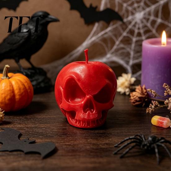 Dark Style Table Centerpieces 3D Printed Apple Skull Desktop Ornament, Gothic Halloween Decor Figurine, Creepy Decorations Creative Art Craft