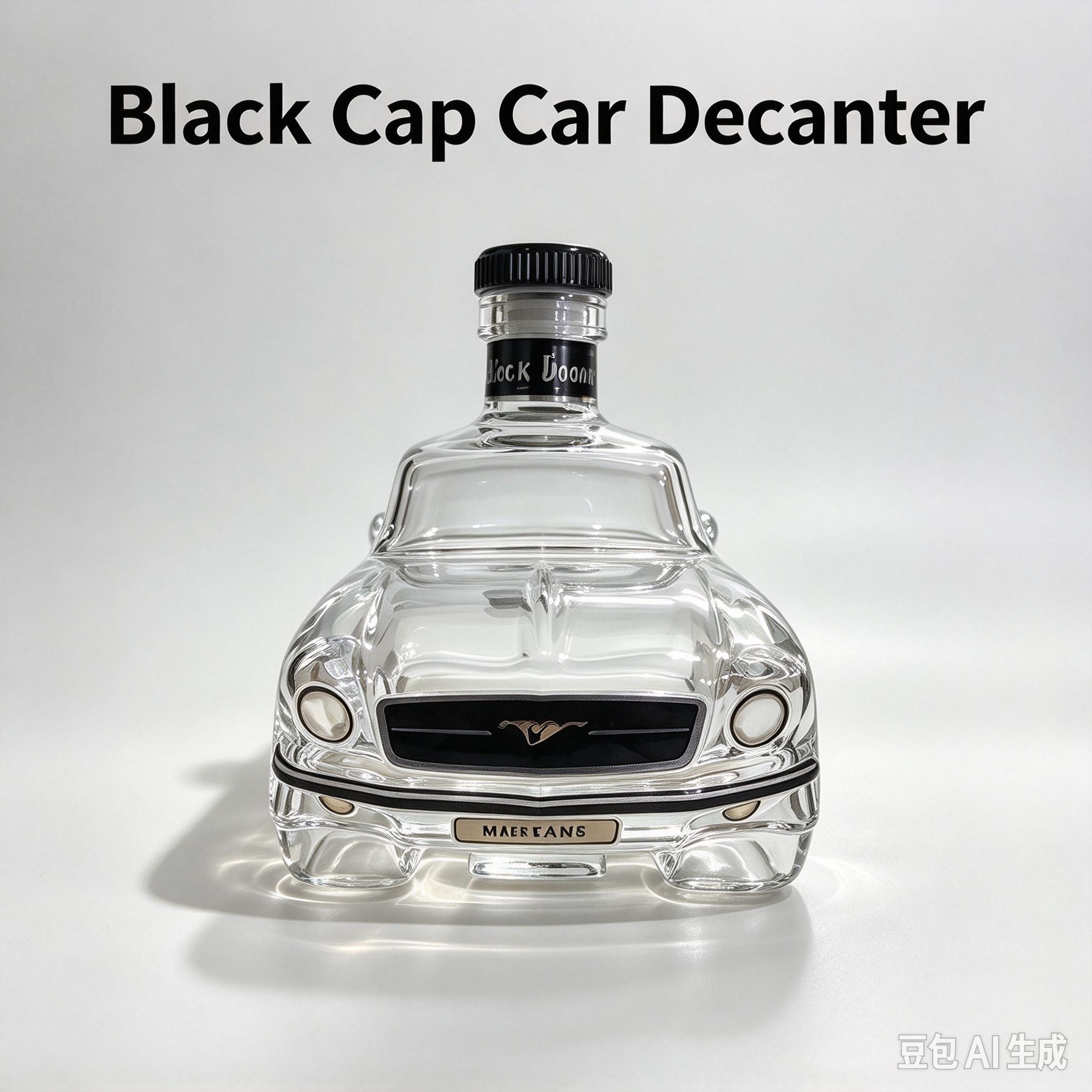 Polizeiauto Mustang Whiskeyflasche Hochborosilikatglas Karaffe 350ml Modern Minimalistisches Design Black Cover gray