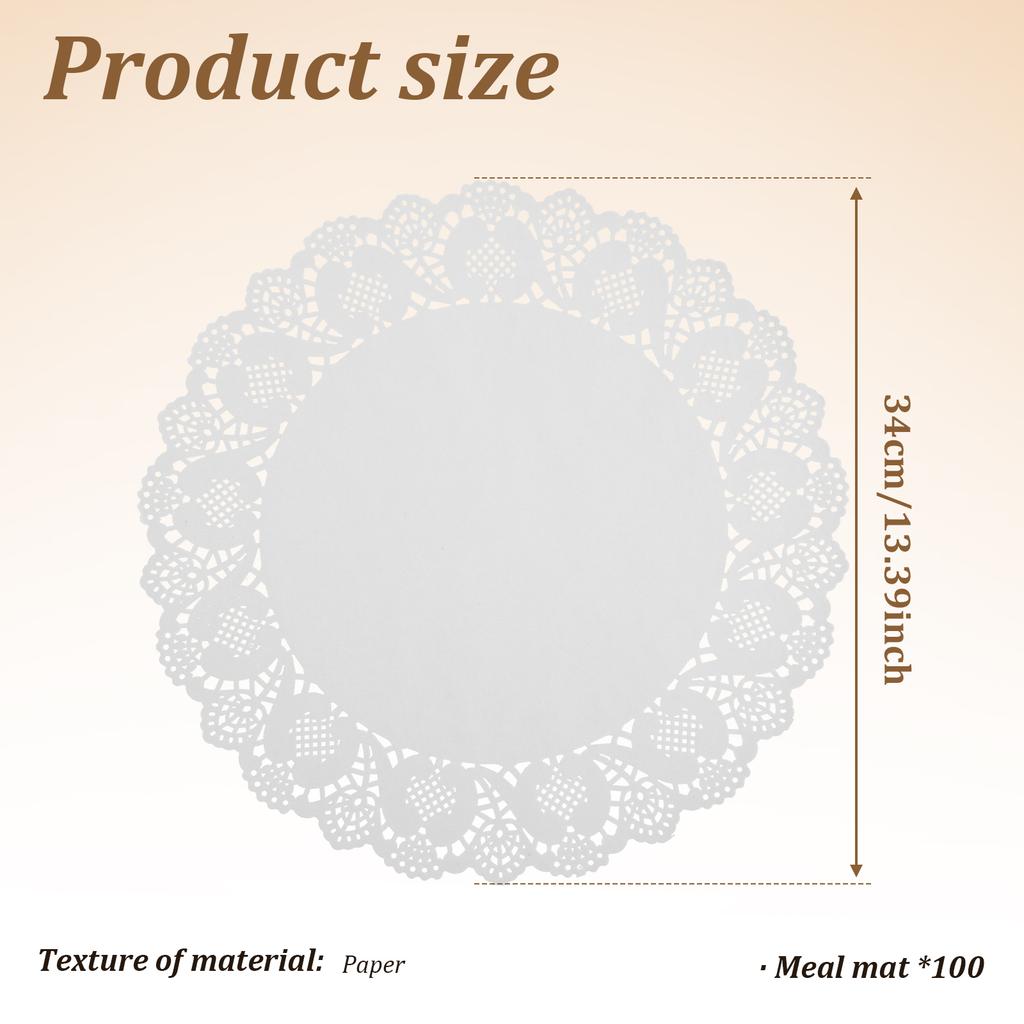 100 Pcs Lace Paper Doilies Tables Round Doilies Trays, Dessert Liners Cup Cake Disposable Paper Placemats Cake Packaging Pads
