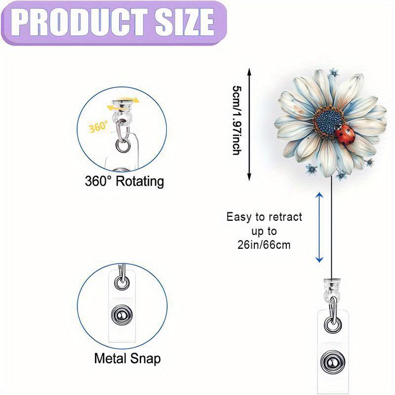 [] 2D Micro Badge Scroll Extendable, Nurse Extendable Badge Clip, Flower ID Badge Clip, Badge Scroll Clip