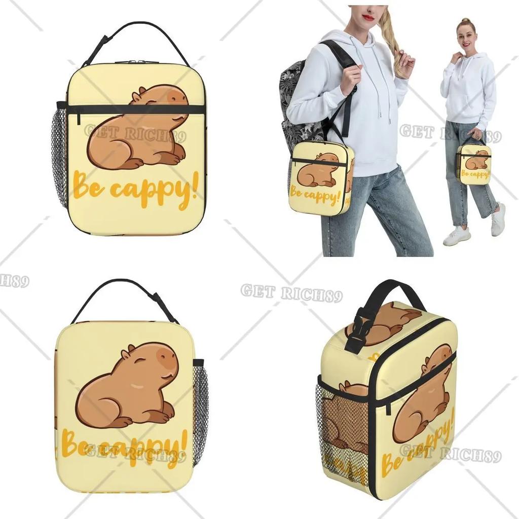 Niedliche fröhliche Capybara-Accessoires Isolierte Lunchtasche für Kinder Schule Brotdose Tragbar Neuankömmling Kühler Thermische Lunchbox