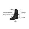 Fashion NEW Autumn Women Boots Genuine Leather Shoes for Women Round Toe Chunky Heel Shoes Zipper Short Boots Lace-up Designer Boots