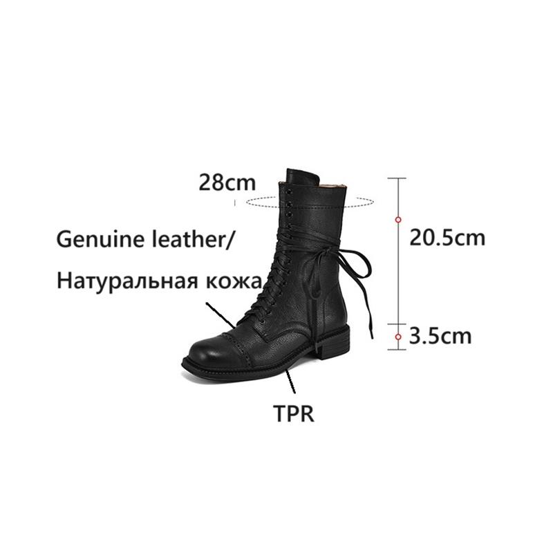 Fashion NEW Autumn Women Boots Genuine Leather Shoes for Women Round Toe Chunky Heel Shoes Zipper Short Boots Lace-up Designer Boots