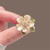 Elegant White Camellia Flower Brooches Pins For Women Delicate Green Leaf Pearl Tassel Dress Clothes Corsage Jewelry Accessories