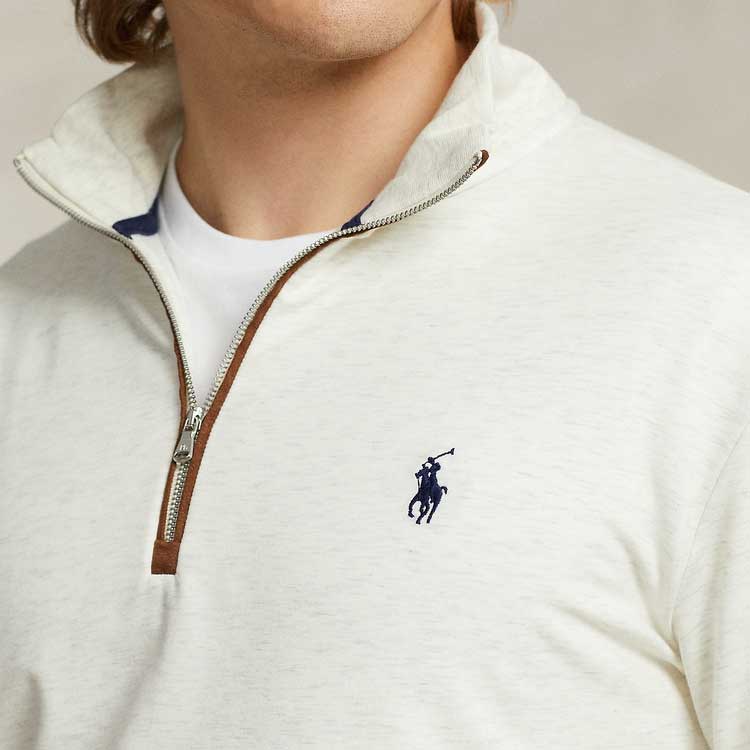 Polo Ralph Lauren FW23 Solid Loose Half High Neck Casual Sports Sweatshirt Men Sweatshirt White MNPOKNI16823300-101