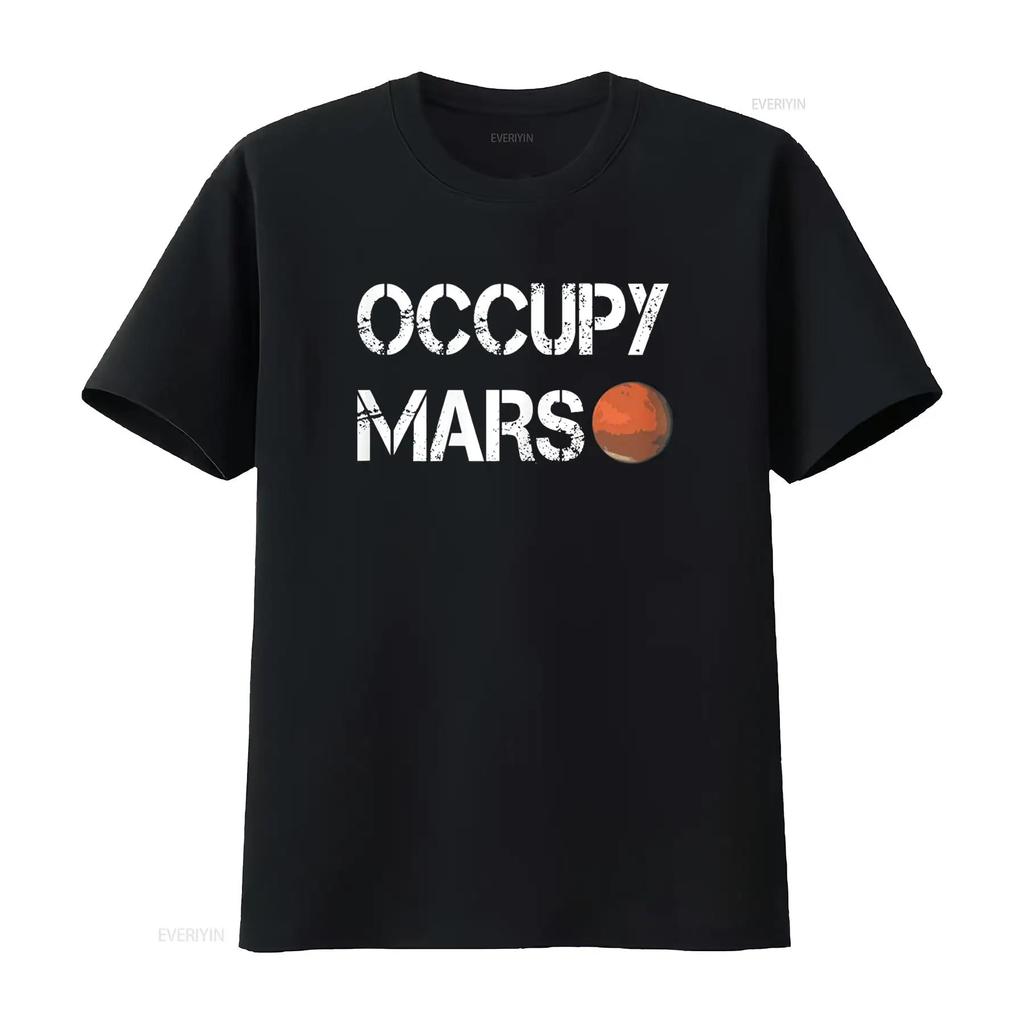 The Explorer Occupy Mars Space T Shirt vintage Washed Soft streetwear Versatile Slightly graphic Unisex homme Stylish