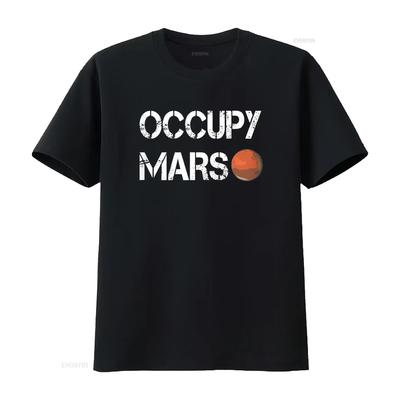 The Explorer Occupy Mars Space T Shirt Vintage Washed Soft Streetwear Versatile Slightly Graphic Unisex Homme Stylish