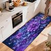 1Pcs Anti Fatigue Kitchen Rugs Deep Purple Floral Watercolor Print Waterproof Non Slip Thick Cushioned Mat